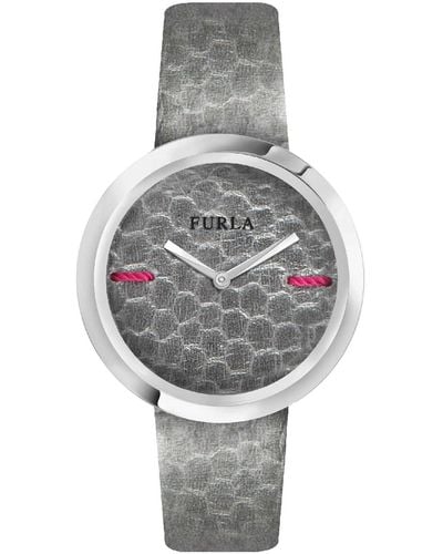 Furla My Piper Gray Dial Ss Calfskin Leather Watch