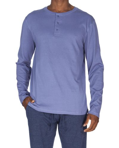 Unsimply Stitched Super Soft Long Sleeve Henley - Blue