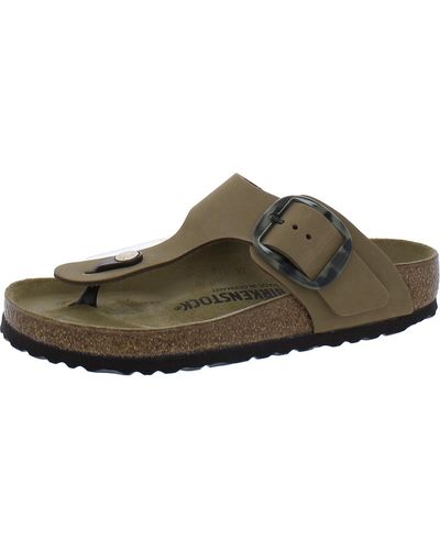Birkenstock Gizeh Big Buckle Nubuck Slide T-strap Sandals - Brown