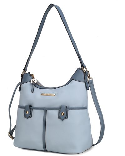 MKF Collection by Mia K Harper Vegan Color Block Leather 's Shoulder Bag - Blue