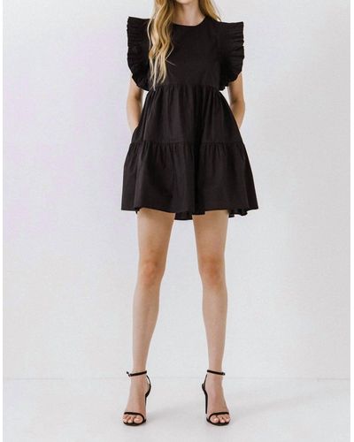 English Factory Lexie Ruffled Babydoll Mini Dress - Black