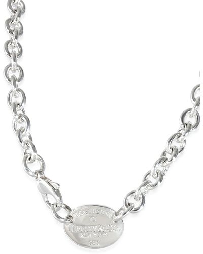 Tiffany & Co. Return To Tiffany Oval Tag Necklace - Metallic