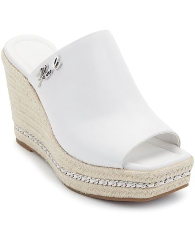 Karl Lagerfeld Corissa Leather Slides Wedge Sandals - White