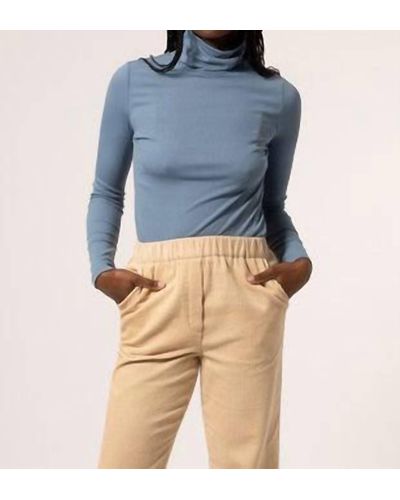 FRNCH Woven Turtleneck Top - Blue
