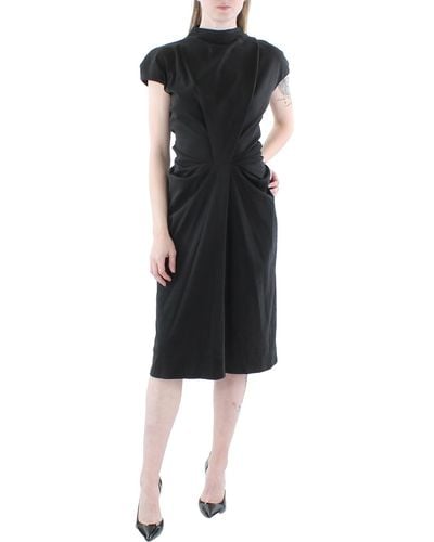 Gracia Mock Neck Sleeveless Midi Dress - Black