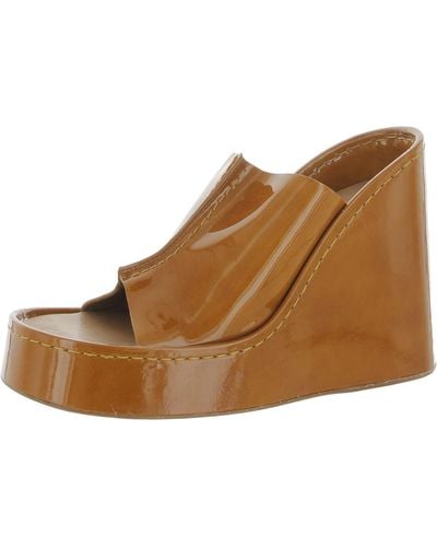 Miista Rhea Patent Leather Slip On Mule Sandals - Brown