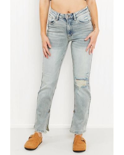 Judy Blue Journey Full Size High-waisted Distressed Straight Jeans - Blue