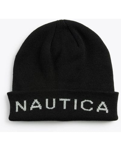 Nautica Logo Knit Hat - Black
