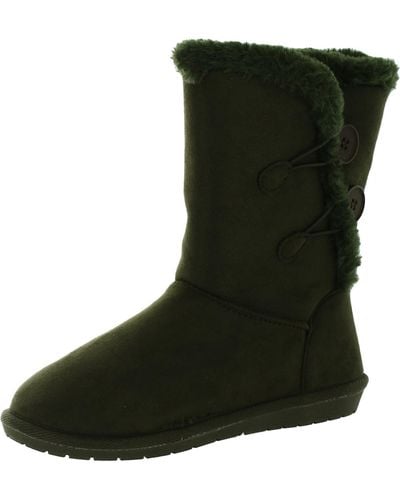Sugar Marty Ankle Winter Boots Button Side Ankle Boots - Green