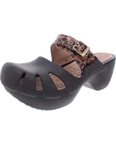 Dr. Scholls Dance On Buckle Mules Clogs - Brown