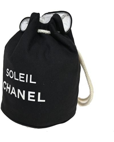 Chanel Drawstring Canvas Shoulder Bag (pre-owned) - Black