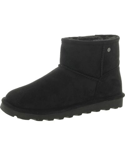 BEARPAW Alyssa Vegan Faux Suede Cold Weather Shearling Boots - Black