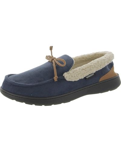 Isotoner Vincent Faux Suede Memory Foam Moccasin Slippers - Blue