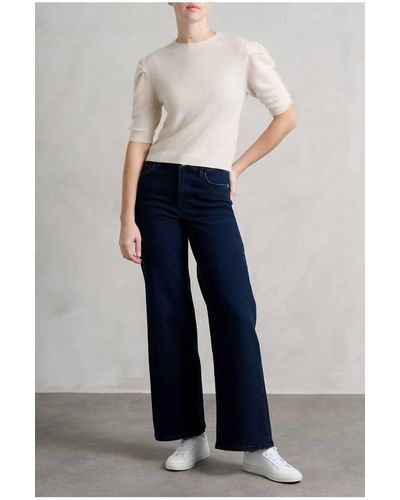 FRAME Ruched Sleeve Cashmere Sweater - Blue