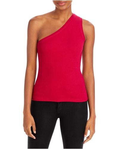 Three Dots One Shoulder Ribber Tank Top - Red