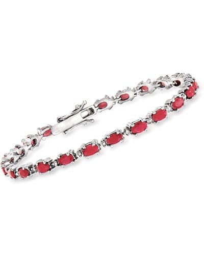 Ross-Simons Ruby Bracelet With Diamond Accents - Red