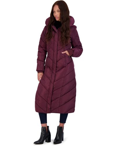 Steve Madden Fleece Lined Quilted Maxi Coat - Red