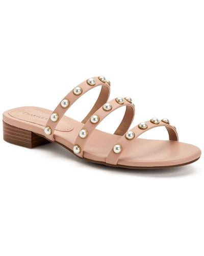 Charter Club Soraya Faux Leather Slip On Mule Sandals - Pink