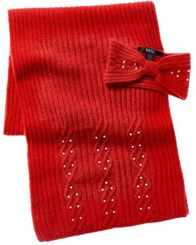 Badgley Mischka Cable-knit Headband & Scarf Set - Red