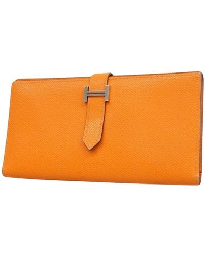 Hermès Béarn Leather Wallet (pre-owned) - Orange