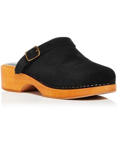 RE/DONE Suede Buckle Clogs - Black