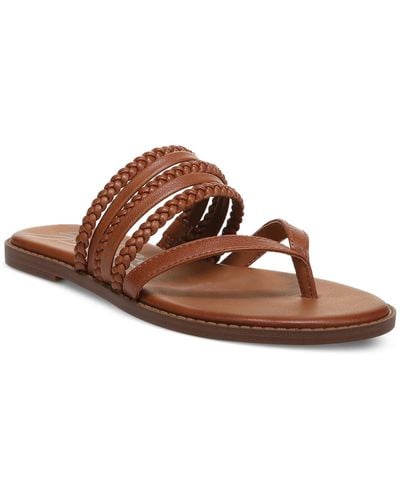 Zodiac Cary Thong Braided Strap Flatform Sandals - Brown