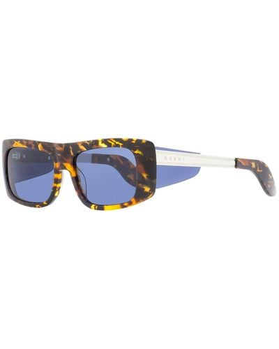 Marni Rectangular Sunglasses Me641s Havana/light Gold 54mm - Blue