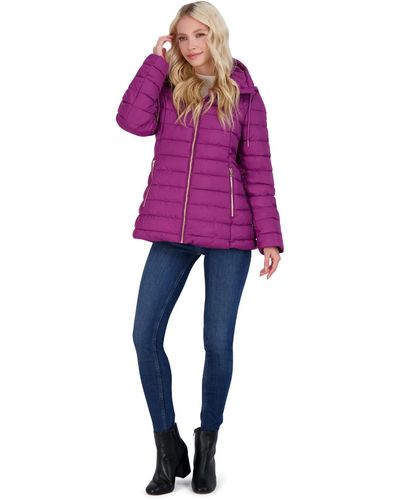 Jessica Simpson Quilted Packable Puffer Coat - Purple