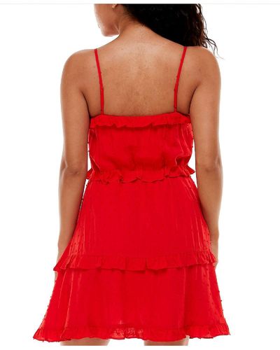 B Darlin Juniors Spaghetti Strap Ruffled Mini Dress - Red