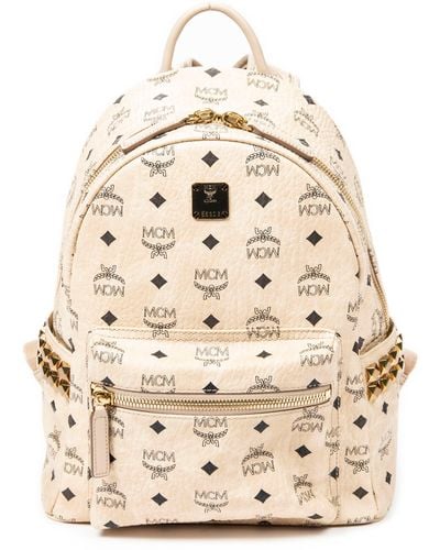 MCM Small Stark Side Studs Backpack - Natural