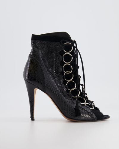 Brian Atwood Python Laced Ankle Boots - Black