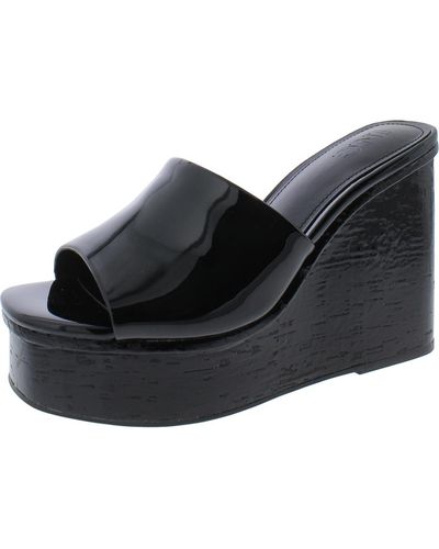 INC Melinaa Patent Peep-toe Platform Sandals - Black
