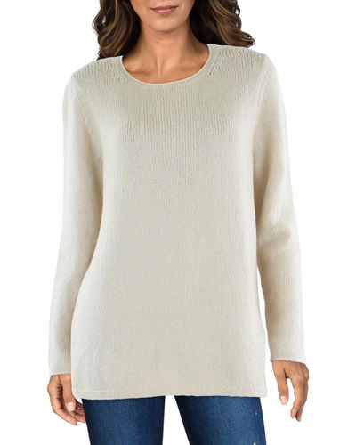 Eileen Fisher Ballet Neck Knit Pullover Sweater - White