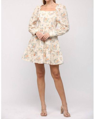 Fate Fiona Floral Mini Dress - Natural