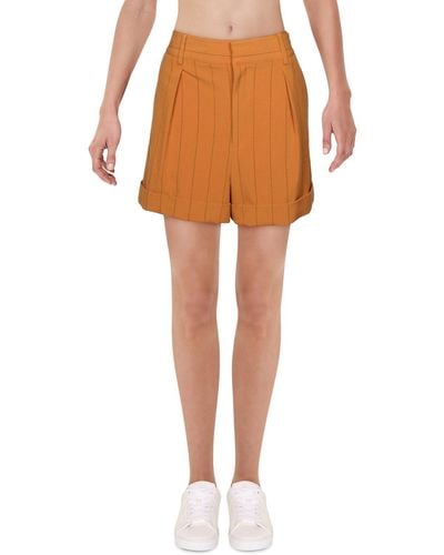 Danielle Bernstein Pleated Polyester Dress Shorts - Orange