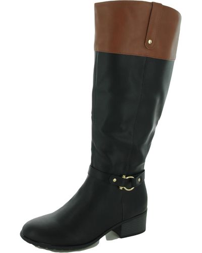 Karen Scott Vickyy Faux Leather Embossed Knee-high Boots - Black