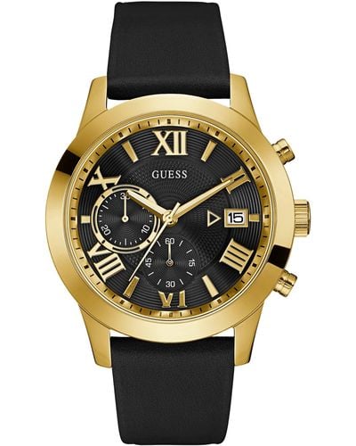 Guess Factory Gold-tone And Leather Multifunction Watch - Multicolor