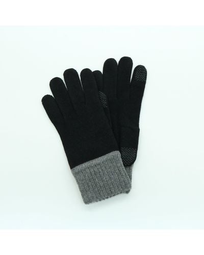Portolano Cashmere Tech Gloves Color Block - Black