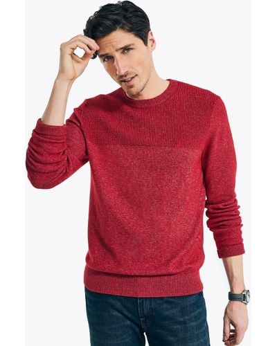 Nautica Sustainably Crafted Textured Crewneck Sweater - Blue
