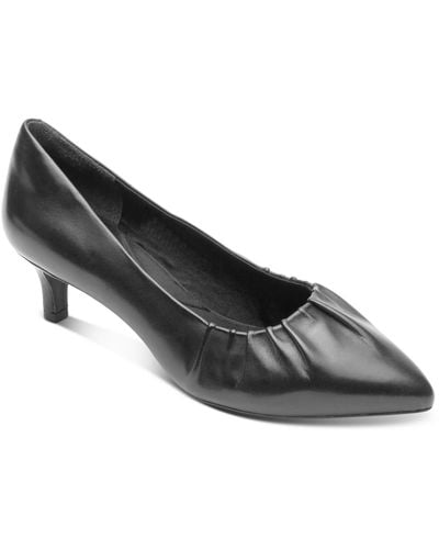 Rockport Kalila Gather Leather Pointed Toe Kitten Heels - Black
