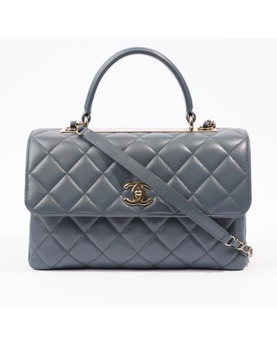 Chanel Trendy Cc Dark Lambskin Leather Shoulder Bag - Gray