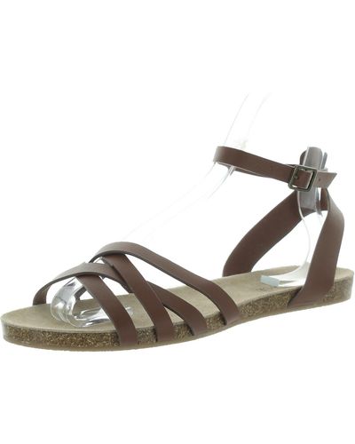 FatFace Beth Leather Footbed Slide Sandals - Gray