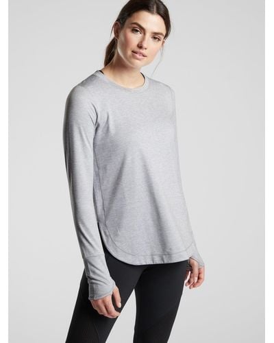 Athleta, Tops, Athleta Womens Gray Long Sleeve Knit Shirt Rn 5423