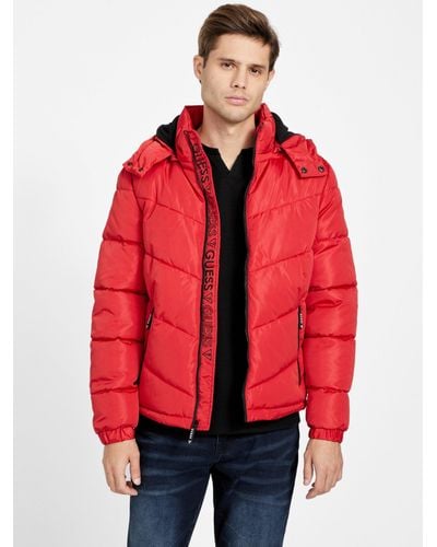 Guess Factory Chano Quilted Puffer Jacket - Red
