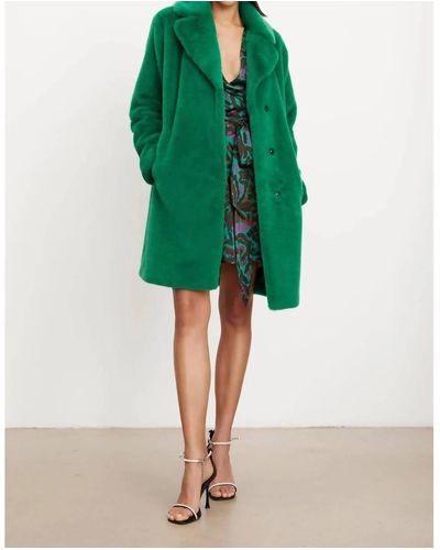 Velvet By Graham & Spencer Evalyn Lux Faux Fur Coat In Emerald - Green
