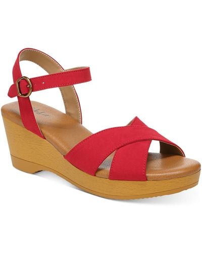 Style & Co. Chloe Faux Leather Ankle Wedge Sandals - Pink