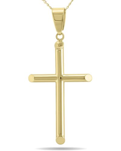 Monary Simple Thin 10k Yellow Gold Cross Pendant Necklace - Metallic
