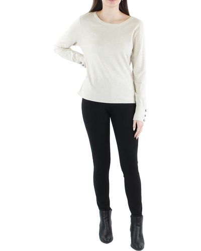 L'Agence Ayan Knit Metallic Pullover Sweater - White