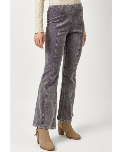 Mystree Vintage Washed Corduroy Flare Pants - Gray