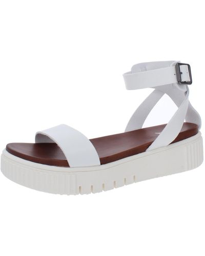 MIA Lunna Faux Leather Ankle Strap Platform Sandals - White